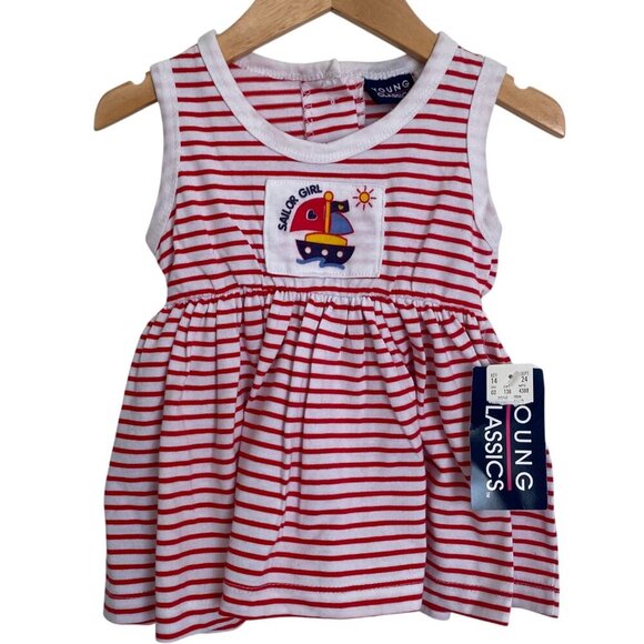NWT Vintage 90s Nautical Baby Dress - 1996 "Sailor Girl" 12M sailing Boat dress - Picture 7 of 7